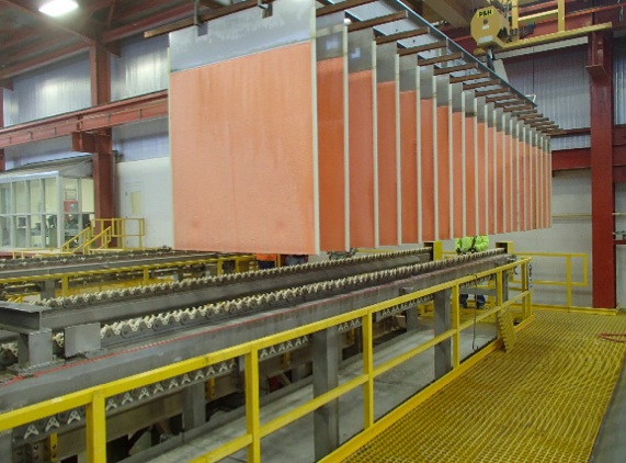 Pure copper cathodes produced at the Phoenix SX/EW plant south of Battle Mountain, NV