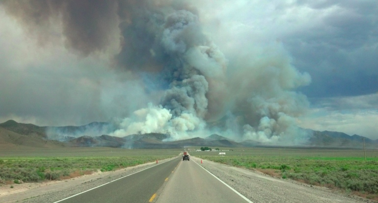 Ely resident Jay Crazier snapped this photo of the Lages fire 60 miles south of Wendover last week.