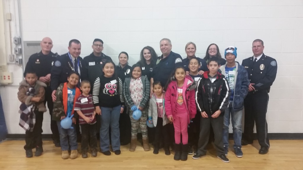 Back row, the volunteers: Wwpd Sgt.Jason Abrams, Wwpd ACO Alex Peterson WWPD Dispatch Luis Perez, Wwpd Sgt.Catherine Petro, Wwpd Dispatch Haily Christensen, Wendover Ambulance Matt Chavez, Wwfd Mary-Elaine Borghoff, Wendover Ambualnce Natalie King, Wwpd Lt.Don Lininger Front row, the children: Damion Saucedo, Anthony Bair, Tyrese Lemon, Nancy Dorado, Priscilla Simental, Itsel DeLosSantos, Jazelle Bair, Eden Reyes, Ilai Reyes, Marques Johnson. (Photo credit WWPD)