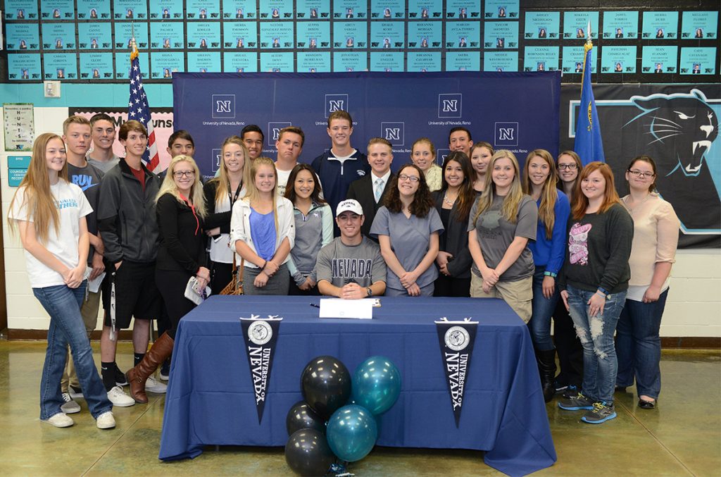 NVHS Student Sean Flanary signs to attend UNR at a ceremony at North Valleys on May 25, 2016. Photo by Tim Dunn/UNR