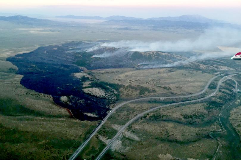 Winnebago Fire as it reached almost 1,600 acres. (photo courtesy of the Elko Interagency Fire Dispatch)