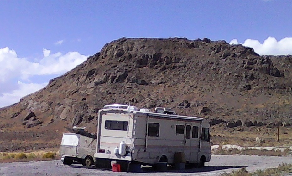 The trailer at the 3 Miles hill. (Photo credit High Desert Advocate staff)